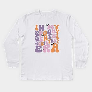 In My Spooky Dental Assistant Era Retro Dentist Dental Squad Halloween Kids Long Sleeve T-Shirt